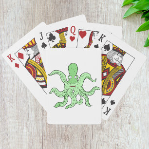 Green Octopus Character Quirky Sea Monster Playing Cards