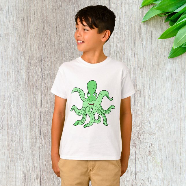 Green Octopus Character Quirky Sea Monster T-Shirt (Creator Uploaded)