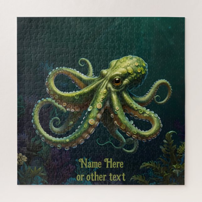 Green Octopus Under the Sea Bathroom Jigsaw Puzzle (Vertical)