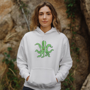 Green Octopus Womens Hoodie