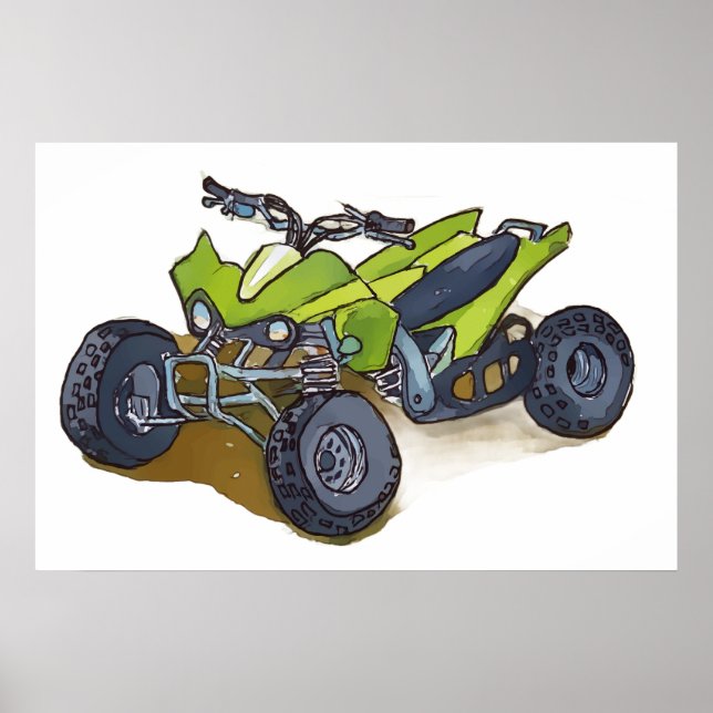 Green off road adventure quadracycle  poster (Front)