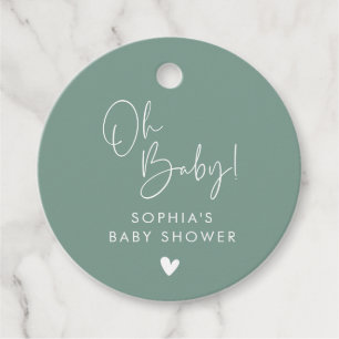 Green Oh Baby Modern Boho Baby Shower Favour Tags