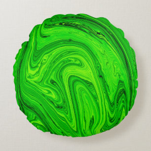 Green oil paint abstract background. Oil paint gre Round Pillow