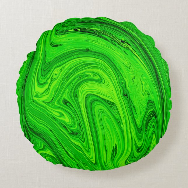 Green oil paint abstract background. Oil paint gre Round Pillow (Front)