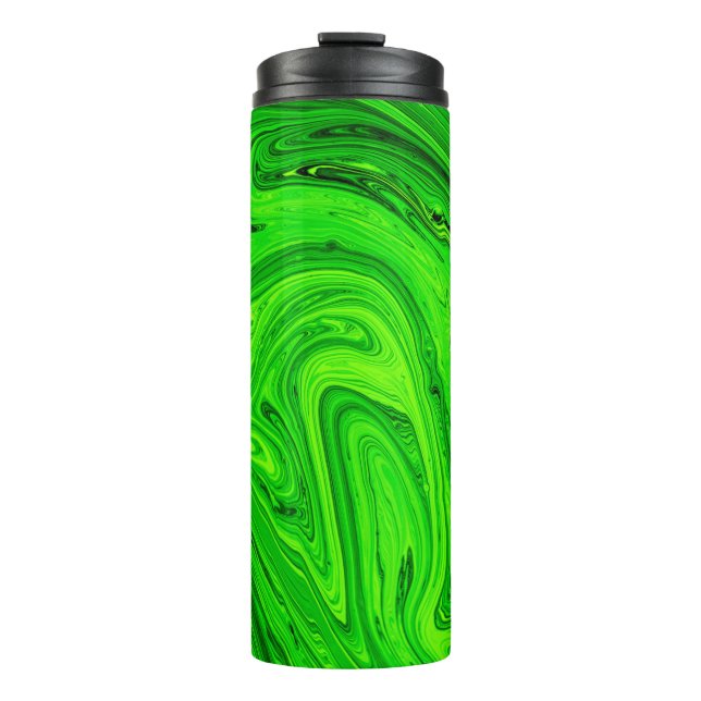 Green oil paint abstract background. Oil paint gre Thermal Tumbler (Front)