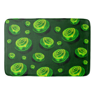 Green Oil Painted Lawn Bowls, Bath Mat