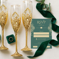 Green Old Money Vintage Crest Wedding