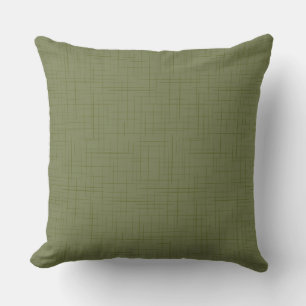 green olive abstract pattern with strokes outdoor pillow