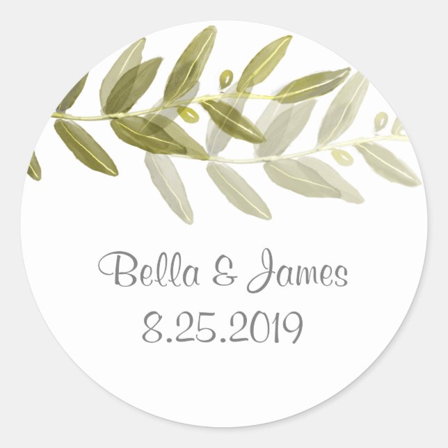 Green Olive Branch Classic Round Stickers (Front)