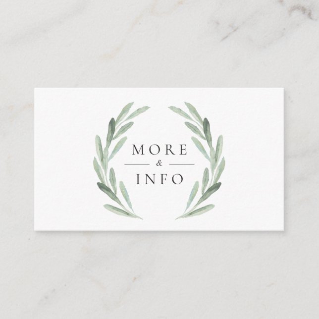 Green Olive Branch Wreath Rustic Wedding Details Enclosure Card (Front)