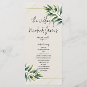 Green Olive Leaf Bone White & Gold Rustic Program