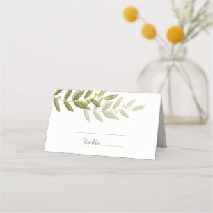 Green Olive Leaf Wedding Place Cards