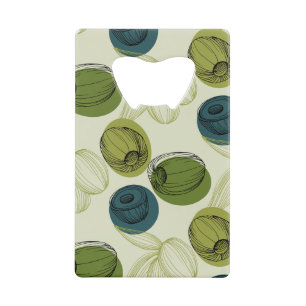 Green Olive Sketch Drawing Pattern Kitchen Credit Card Bottle Opener