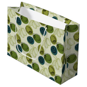 Green Olive Sketch Drawing Pattern Large Gift Bag