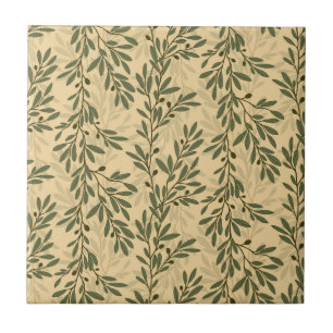 Green Olive Tree Branch Mediterranean Pattern Tile