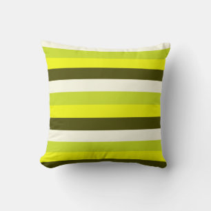 Green Olive White Stripes Pattern Throw Pillow