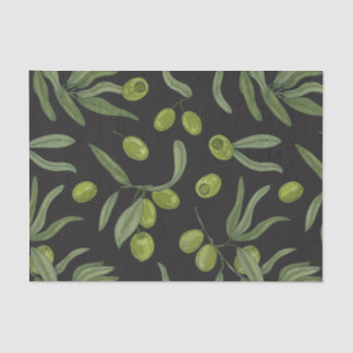 Green Olives and Leaves   Tissue Paper