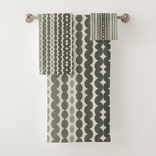 Green Ombre Abstract Stripes Bath Towel Set
