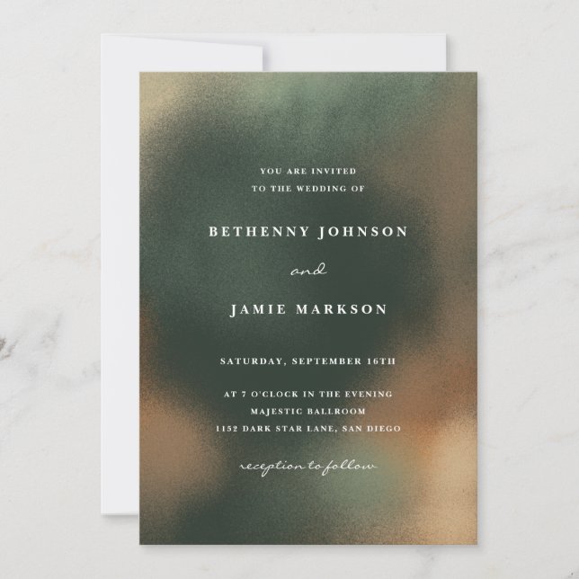 Green Ombre Boho Minimalist Wedding Invitation (Front)