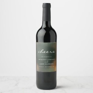 Green Ombre Boho Minimalist Wedding Wine Label
