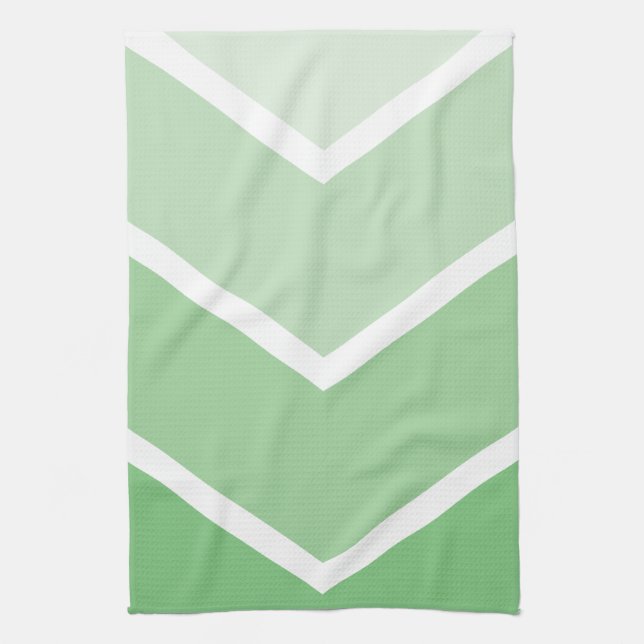 Green Ombré Chevron Stripes Kitchen Towel (Vertical)