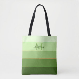 Green Ombre Colour Block Personalized Tote Bag