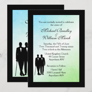 Green Ombre Gay Wedding Invitation