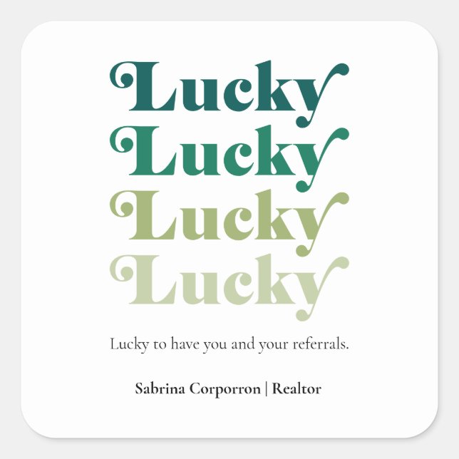 Green Ombre Lucky St. Patrick's Day Marketing Square Sticker (Front)