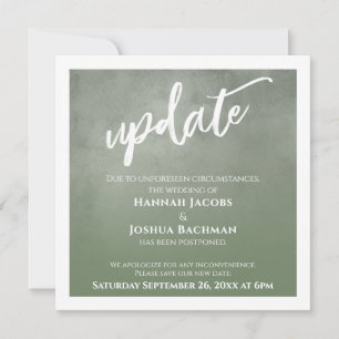 Green Ombre Postponed Wedding Update Card