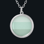 Green Ombre Striped Silver Plated Necklace<br><div class="desc">Trendy green Ombre striped pattern.</div>