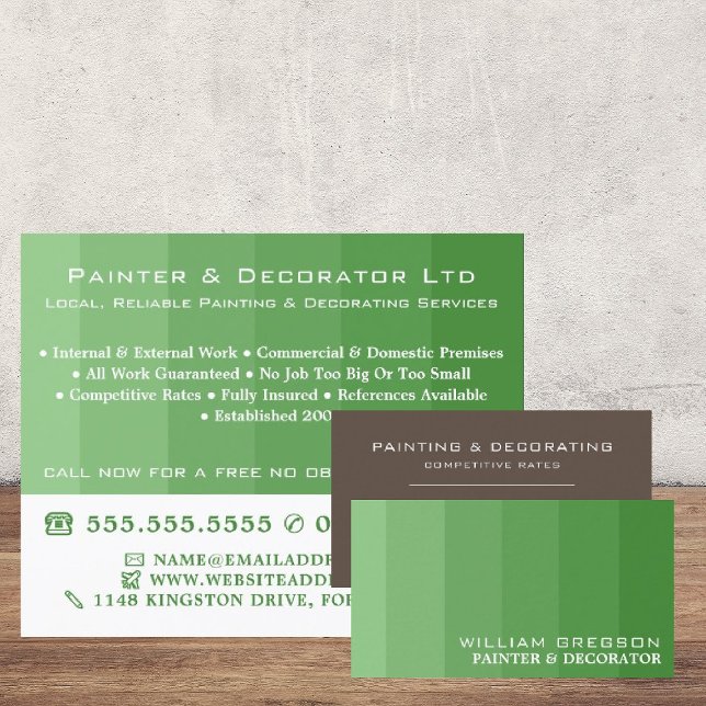 Green Ombre Stripes, Painter & Decorator Business Card (Creator Uploaded)