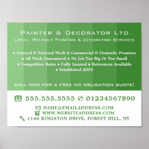 Green Ombre Stripes, Painter & Decorator Poster