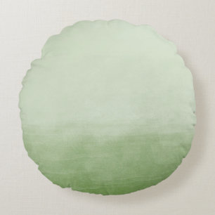 Green Ombre Watercolor Round Pillow