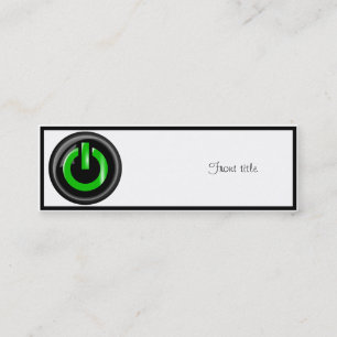 " Green On " Black Power Button Mini Business Card