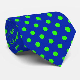 Green On Blue Polka Dots Pattern Design Tie
