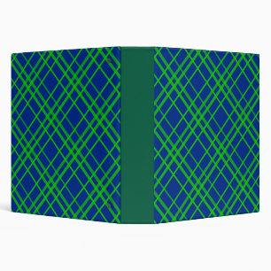 Green On Blue Tartan Plaid Pattern Design Binder