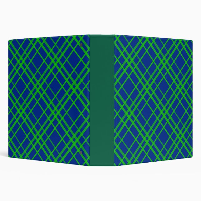 Green On Blue Tartan Plaid Pattern Design  Binder (Background)