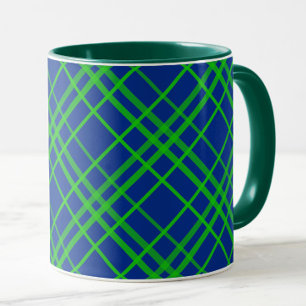 Green On Blue Tartan Plaid Pattern Design Mug