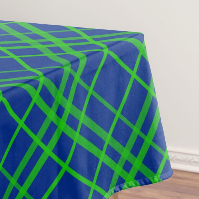Green On Blue Tartan Plaid Pattern Design  Tablecloth (Creator Uploaded)