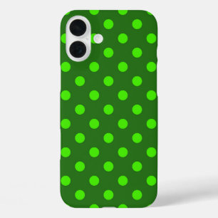 Green On Dark Green Polka Dots Pattern Design iPhone 16 Plus Case