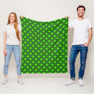Green On Dark Green Polka Dots Pattern Design  Fleece Blanket