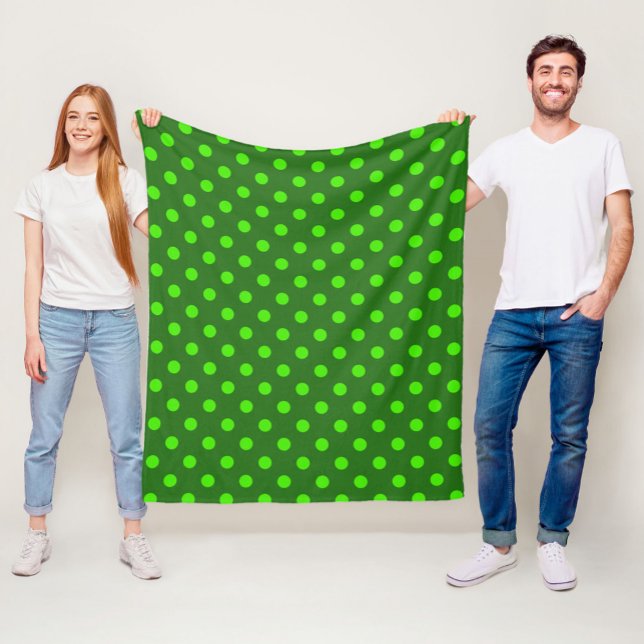 Green On Dark Green Polka Dots Pattern Design  Fleece Blanket (Creator Uploaded)