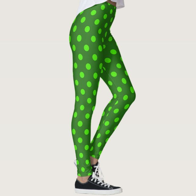 Green On Dark Green Polka Dots Pattern Design  Leggings (Creator Uploaded)