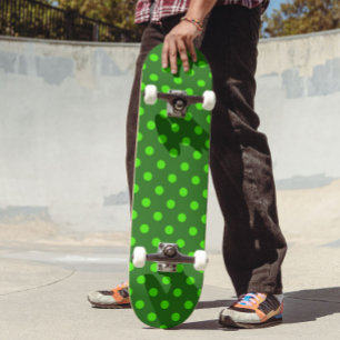 Green On Dark Green Polka Dots Pattern Design  Skateboard