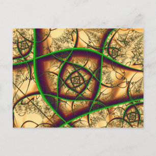 Green On Gold Fractal Fine Art Postcard