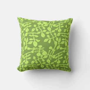 Green on Green Leaf Design Throw Pillow