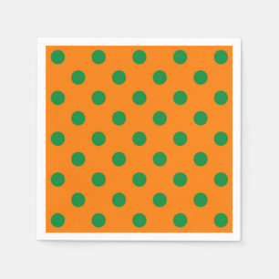 Green On Orange Polka Dots Pattern Design Napkin