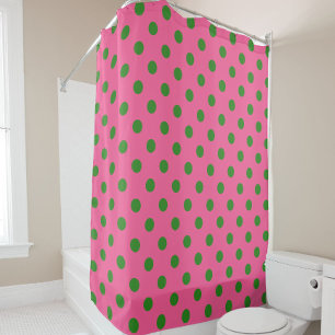 Green On Pink Polka Dots Pattern Design