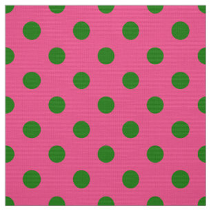 Green On Pink Polka Dots Pattern Design Fabric
