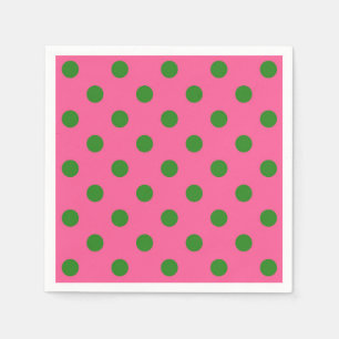 Green On Pink Polka Dots Pattern Design Napkin